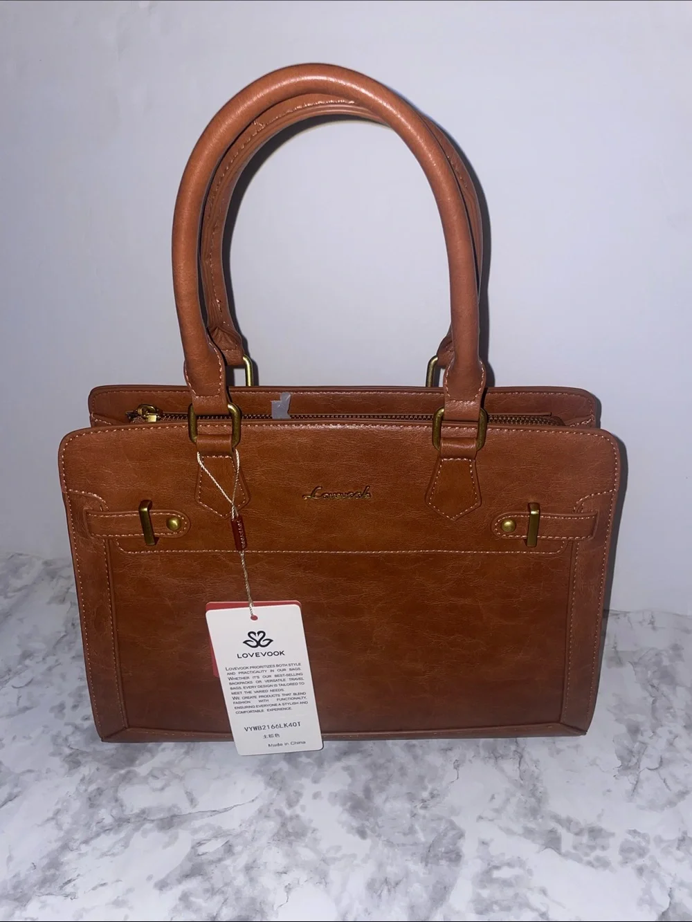 Classic Tan Structured Satchel by